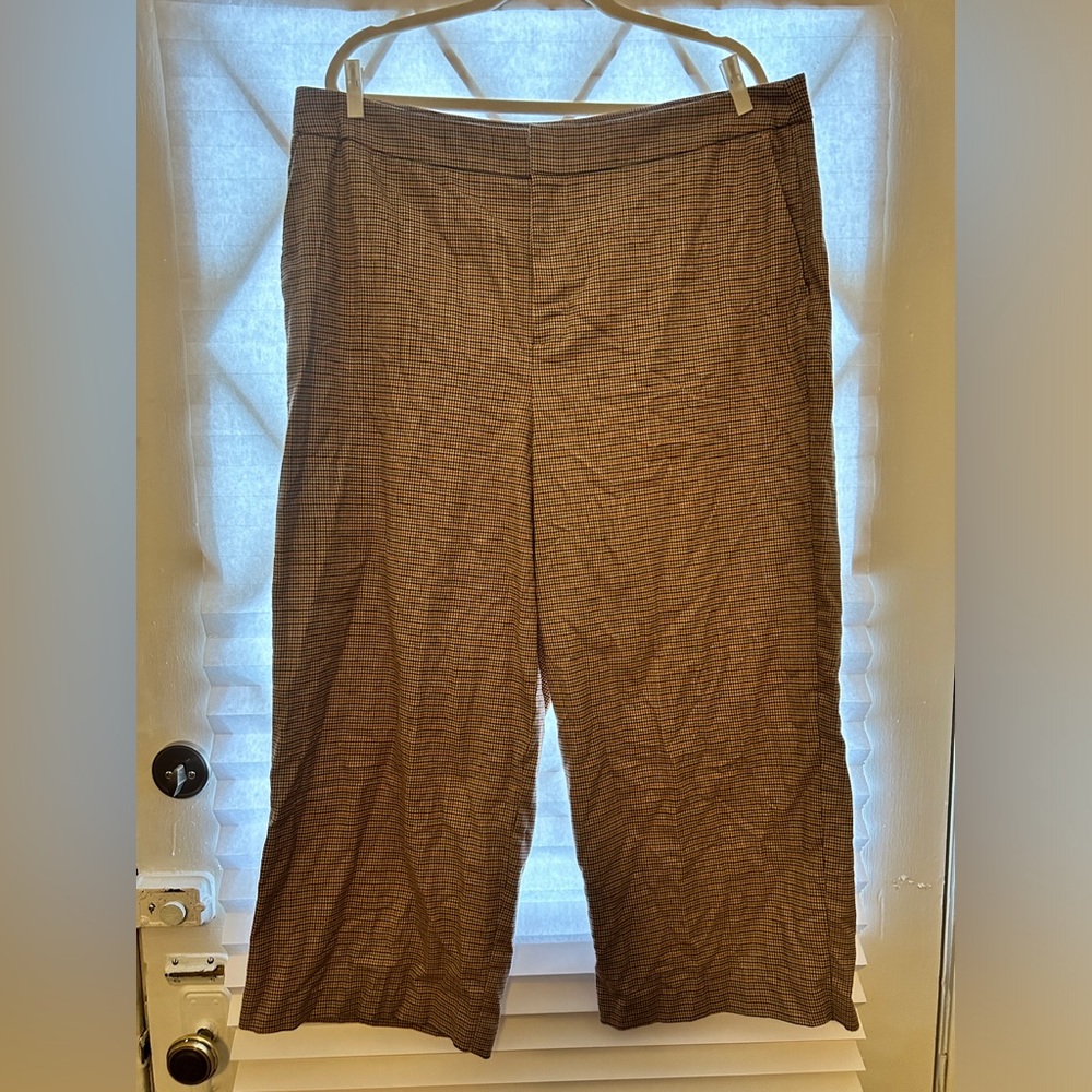 Eloquii Tan Checkered Dress Pants